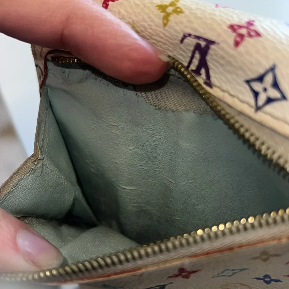 Authentic Louis Vuitton x Takashi Murakami White Multicolor Joey Wallet - Picture 17 of 17